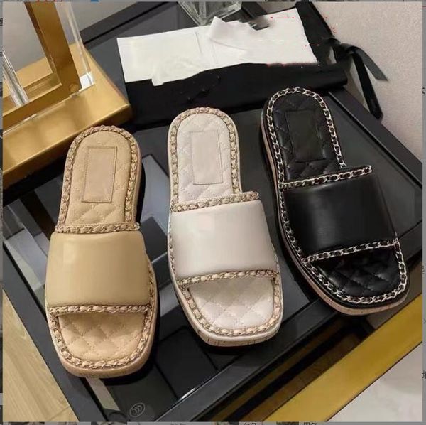 luxury designer slippers summer women sandals chain beach shoes loafers indoor flat flip flops fashion classic shoes elegant temperament siz, Black
luxury designer slippers summer women sandals chain beach shoes loafers indoor flat flip flops fashion classic shoes elegant temperament siz, Black