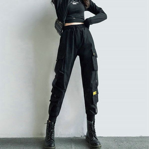 women's pants capris women's cargo pants black ribbon pocket jogger elastic waist high streetwear harajuku pant punk females trous, Black;white
women's pants capris women's cargo pants black ribbon pocket jogger elastic waist high streetwear harajuku pant punk females trous, Black;white