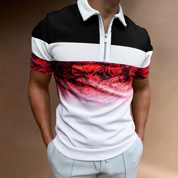 men's polos casual stripe pattern print short sleeve zipper polo shirt brand men shortsleeved summer 230308, White;black
men's polos casual stripe pattern print short sleeve zipper polo shirt brand men shortsleeved summer 230308, White;black
