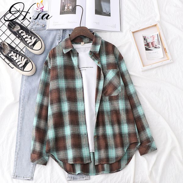 women's blouses shirts hsa autumn spring plaid flannel shirt women blouses and retro cotton lady loose outwear korean femme 230309, White
women's blouses shirts hsa autumn spring plaid flannel shirt women blouses and retro cotton lady loose outwear korean femme 230309, White