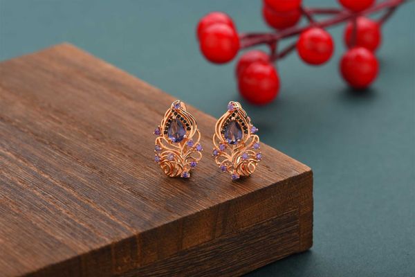 charm new colorful purple water drop natural zircon women feather 585 rose gold dangle earrings exclusive classic fine fashion jewelry l2303, Golden
charm new colorful purple water drop natural zircon women feather 585 rose gold dangle earrings exclusive classic fine fashion jewelry l2303, Golden