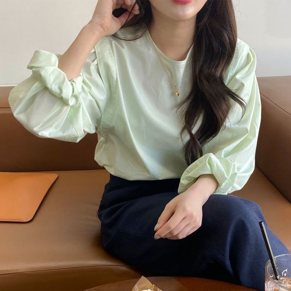 women's blouses shirts women spring round collar green blouse long sleeve loose shirt casual pullover brief solid color 230309, White
women's blouses shirts women spring round collar green blouse long sleeve loose shirt casual pullover brief solid color 230309, White