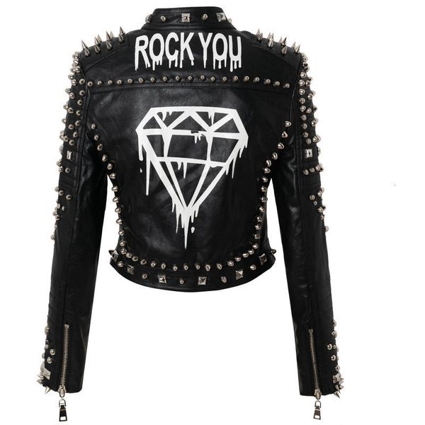 women's jackets street fashion spring punk style rock female printing rivet short pu leather women large size outerwear y1106 230309, Black;brown
women's jackets street fashion spring punk style rock female printing rivet short pu leather women large size outerwear y1106 230309, Black;brown