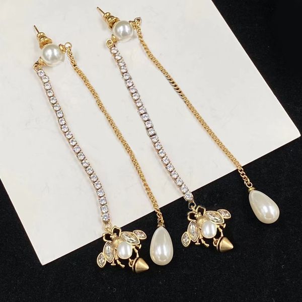 dangle luxury earrings with rhinestone tassel bee bee and pearl pendant in bright copper. brand fashion designer earrings. wedding party des, Silver
dangle luxury earrings with rhinestone tassel bee bee and pearl pendant in bright copper. brand fashion designer earrings. wedding party des, Silver