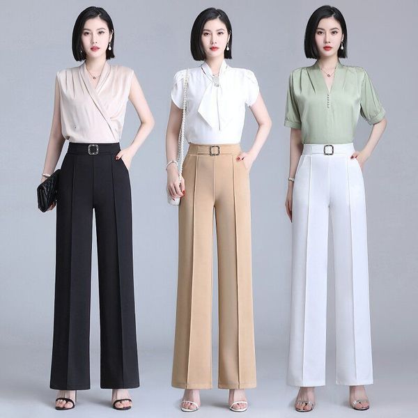 women's pants capris 4xl office oversize pants spring summer ice silk thin loose high waist elastic fashion all-match straight women ca, Black;white
women's pants capris 4xl office oversize pants spring summer ice silk thin loose high waist elastic fashion all-match straight women ca, Black;white