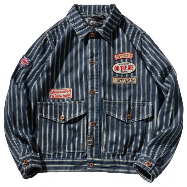 men's jackets cowboy men's american retro badge patch loose pocket tooling lapel striped jacket 230309, Black;brown
men's jackets cowboy men's american retro badge patch loose pocket tooling lapel striped jacket 230309, Black;brown