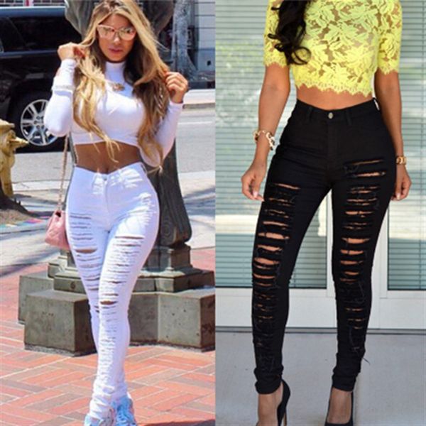 women's jeans autumn summer hole ripped jean denim high waist elastic pencil pants s skinny slim black white female 230309, Blue
women's jeans autumn summer hole ripped jean denim high waist elastic pencil pants s skinny slim black white female 230309, Blue