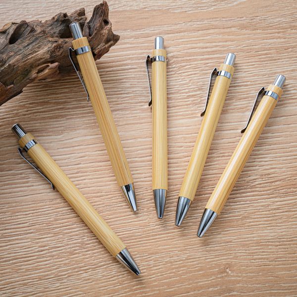 

bamboo wood ballpoint pen 1.0mm tip black ink business signature ball pen office school wrting stationery, Blue;orange