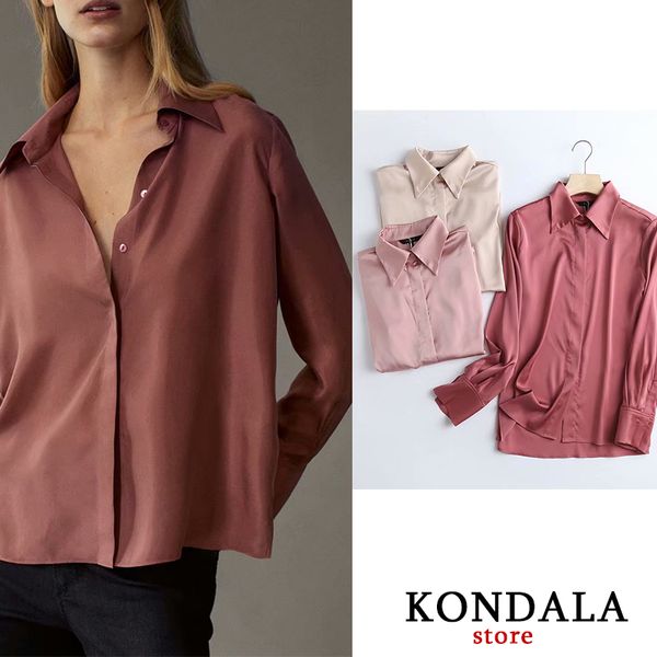 women's blouses shirts kondala za women' shirts silk office lady elegant blouse long sleeve solid button stain mujer chic shirts, White
women's blouses shirts kondala za women' shirts silk office lady elegant blouse long sleeve solid button stain mujer chic shirts, White