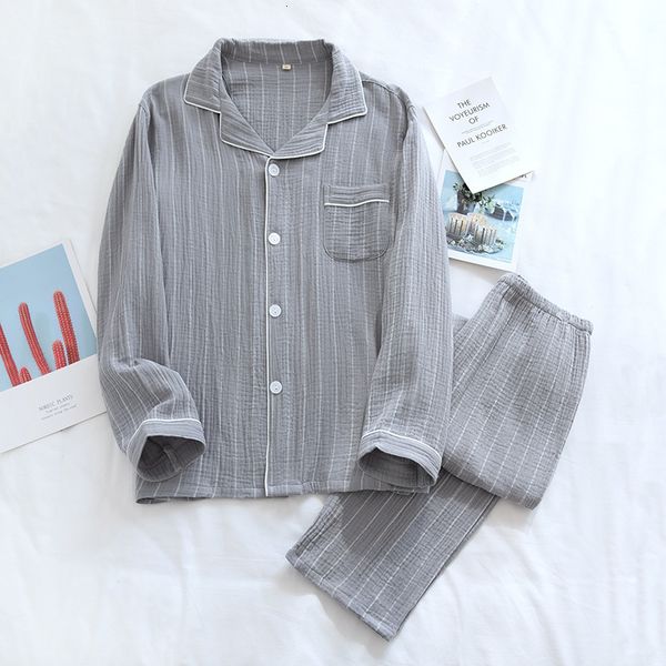 women's sleepwear 100% cotton gauze couple pajamas light crepe long sleeve trousers pajama set striped lapel lounge wear 2 piece spring, Black;red
women's sleepwear 100% cotton gauze couple pajamas light crepe long sleeve trousers pajama set striped lapel lounge wear 2 piece spring, Black;red