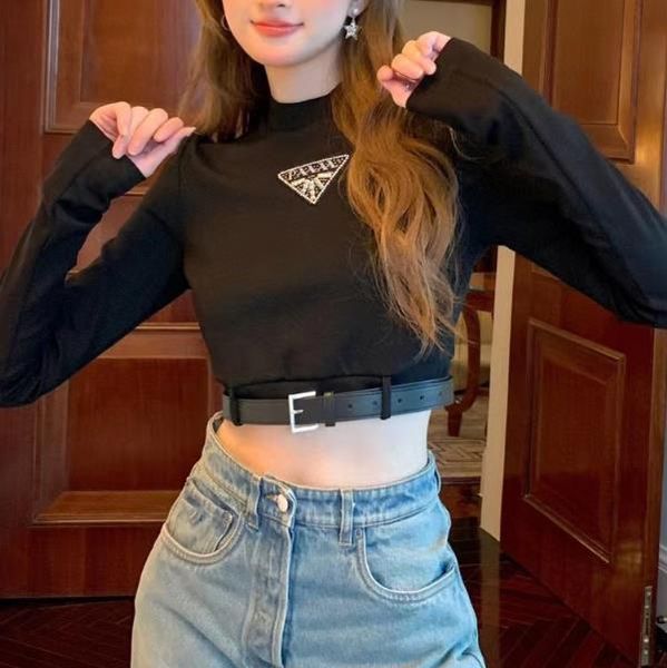 women's slim knits half high neck long sleeve t-shirt spring autumn letter diamond basic solid color with belt, White
women's slim knits half high neck long sleeve t-shirt spring autumn letter diamond basic solid color with belt, White