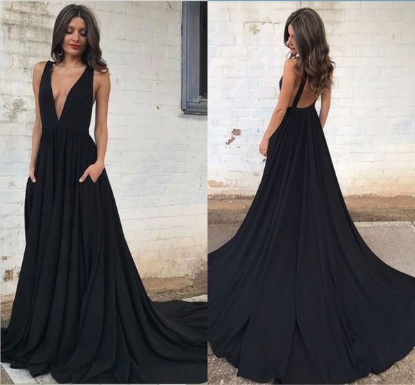 black evening dresses backless deep v neck a line prom gowns with pocket arabic party occasion vestidos bc15246, Black;red
black evening dresses backless deep v neck a line prom gowns with pocket arabic party occasion vestidos bc15246, Black;red