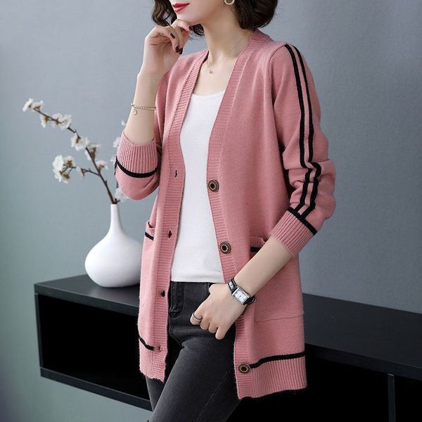 women's knits tee's tees medium length loose oversize vintage fashion black striped single breasted thick cardigan straight knitti, White
women's knits tee's tees medium length loose oversize vintage fashion black striped single breasted thick cardigan straight knitti, White