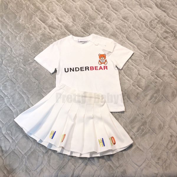 children's clothing sets for girls suit summer short sleeved pullover t-shirt with print pleated skirt 2 pieces high quality, White
children's clothing sets for girls suit summer short sleeved pullover t-shirt with print pleated skirt 2 pieces high quality, White