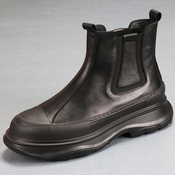 boots men's british thunder layer cowhide work boots thick sole increase daily board shoes casual fashion men's 230309, Black 
boots men's british thunder layer cowhide work boots thick sole increase daily board shoes casual fashion men's 230309, Black