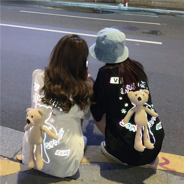 women s t shirt ins super fire three dimensional bear pendant short sleeved t shirt reflective loose medium length half sleeved student 2303, White
women s t shirt ins super fire three dimensional bear pendant short sleeved t shirt reflective loose medium length half sleeved student 2303, White