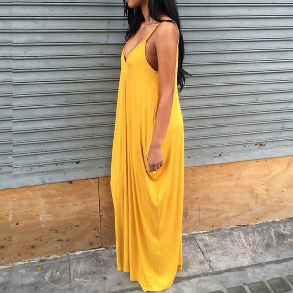 casual dresses girls yellow deep v shoulder strap women summer dress loose long maxi party ladies sun vestidos club wear outfits, Black;gray
casual dresses girls yellow deep v shoulder strap women summer dress loose long maxi party ladies sun vestidos club wear outfits, Black;gray