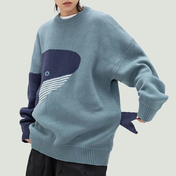 men s sweaters hip hop knitted harajuku cartoon lonely whale print jumper fashion oversized casual loose pullover outwear 230308, White;black
men s sweaters hip hop knitted harajuku cartoon lonely whale print jumper fashion oversized casual loose pullover outwear 230308, White;black