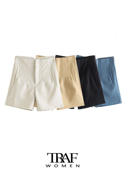 women's shorts traf women fashion front darts side pockets vintage high waist zipper fly female short pants mujer 230309, White;black
women's shorts traf women fashion front darts side pockets vintage high waist zipper fly female short pants mujer 230309, White;black