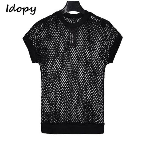 men s t shirts idopy korean summer tshirt brand slim fit see through gothic punk pullovers mesh short sleeve casual tees t shirt 230308, White;black
men s t shirts idopy korean summer tshirt brand slim fit see through gothic punk pullovers mesh short sleeve casual tees t shirt 230308, White;black