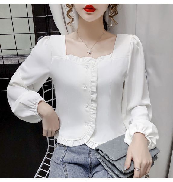 women's blouses shirts female blousepure color chiffon shirt ladies autumn slim temperament square collar long sleeves ruffled short bo, White
women's blouses shirts female blousepure color chiffon shirt ladies autumn slim temperament square collar long sleeves ruffled short bo, White
