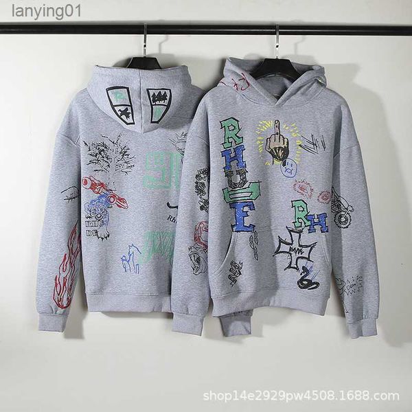 men's hoodie crewneck sweatshirt fashion brand rhude doodle manager hand painted graffiti pullover high street for men, Black
men's hoodie crewneck sweatshirt fashion brand rhude doodle manager hand painted graffiti pullover high street for men, Black