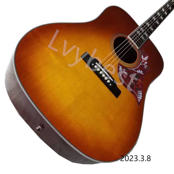 lvy1960 hummingbird style acoustic guitar with fixed bridge thin brown burst red tortoised pickguard solid spruce board to
lvy1960 hummingbird style acoustic guitar with fixed bridge thin brown burst red tortoised pickguard solid spruce board to