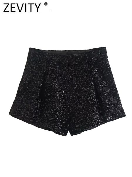 women's shorts zevity women high street pleats design sequined bermuda lady zipper fly chic velvet pantalone cortos p2876 230309, White;black
women's shorts zevity women high street pleats design sequined bermuda lady zipper fly chic velvet pantalone cortos p2876 230309, White;black