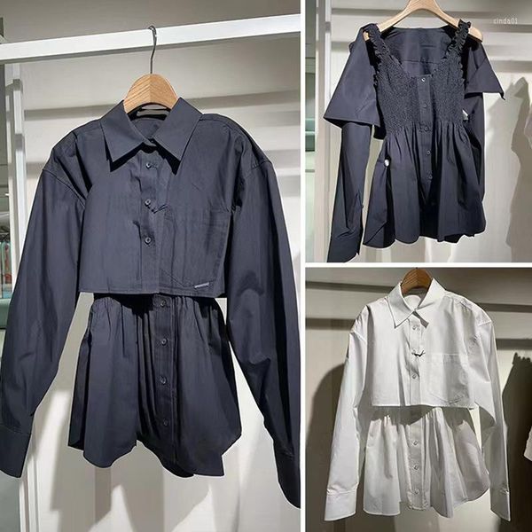 casual dresses two piece white shirt dress women's sling unique short, Black;gray
casual dresses two piece white shirt dress women's sling unique short, Black;gray