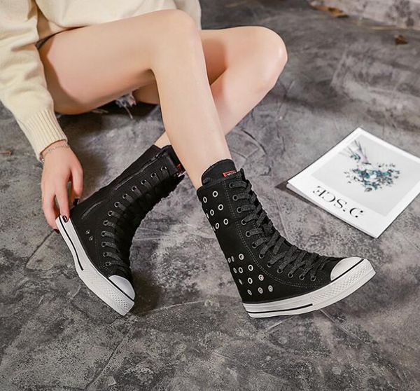 canvas women fashion high-zipper breathable hollow flat boots long-barreled casual flats boots tall punk shoes big size 34-43, Black
canvas women fashion high-zipper breathable hollow flat boots long-barreled casual flats boots tall punk shoes big size 34-43, Black