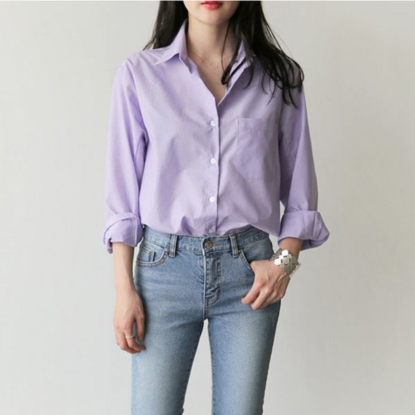 women's blouses shirts spring women blouse striped turn-down collar office lady full sleeve women shirts light purple fashion female, White
women's blouses shirts spring women blouse striped turn-down collar office lady full sleeve women shirts light purple fashion female, White