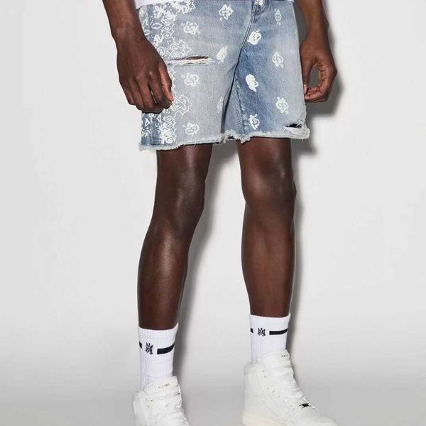 shorts pants am1r1 2023 high street fashion brand cashew nut printing denim capris men trend light blue designer niche ins celebrity casual, White;black
shorts pants am1r1 2023 high street fashion brand cashew nut printing denim capris men trend light blue designer niche ins celebrity casual, White;black