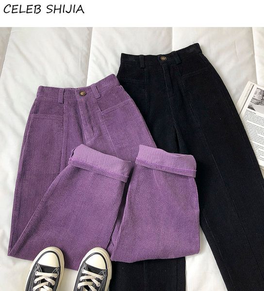 women's pants capris spring corduroy trousers woman pants elastic waist purple solid straight leg pants autumn chic loose harajuku pant, Black;white
women's pants capris spring corduroy trousers woman pants elastic waist purple solid straight leg pants autumn chic loose harajuku pant, Black;white
