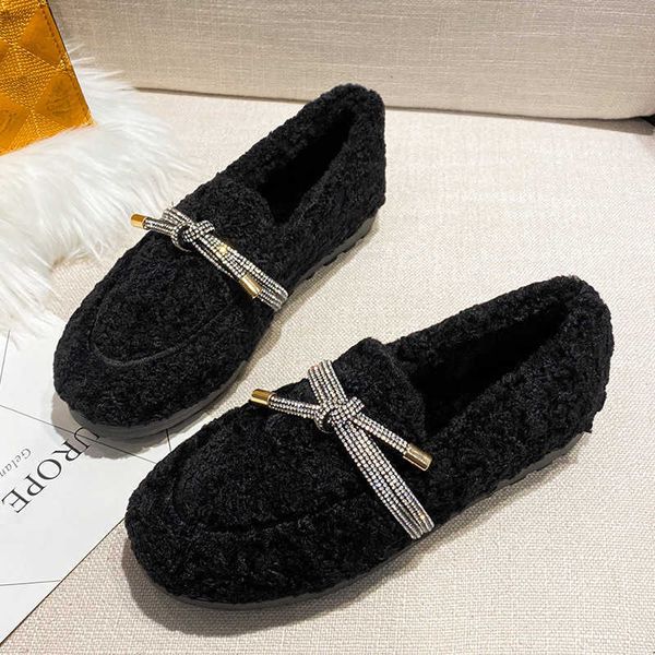 dress shoes crystal string bowtie loafers women curly lambswool flats winter cotton shoes ladies office dress slip on fur moccasins mujer, Black
dress shoes crystal string bowtie loafers women curly lambswool flats winter cotton shoes ladies office dress slip on fur moccasins mujer, Black