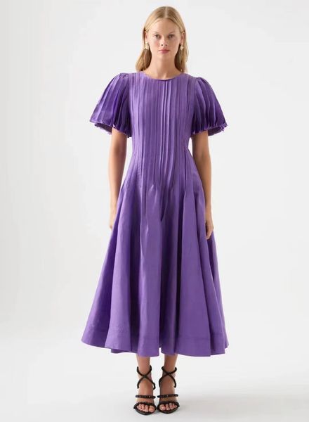 women's dress luxury designer gathered waist puff sleeve purple long dress, Black;gray
women's dress luxury designer gathered waist puff sleeve purple long dress, Black;gray