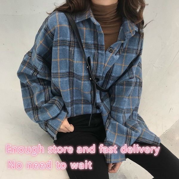 women's blouses shirts korean style oversized plaid shirts blouse women autumn cotton blouse long sleeve plus size blouses button up sh, White
women's blouses shirts korean style oversized plaid shirts blouse women autumn cotton blouse long sleeve plus size blouses button up sh, White