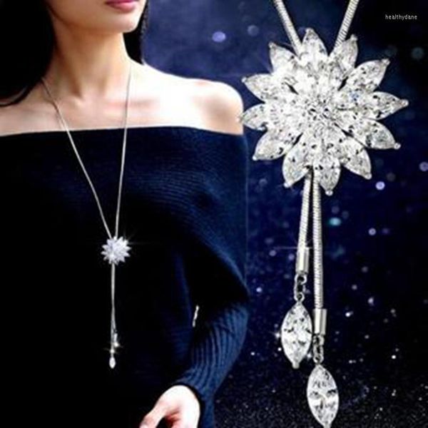pendant necklaces double-layer zircon sun flower lotus necklace long tassel crystal flowers choker jewelry for women jewellery gift bijoux l, Silver
pendant necklaces double-layer zircon sun flower lotus necklace long tassel crystal flowers choker jewelry for women jewellery gift bijoux l, Silver