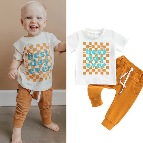t-shirts focusnorm 0-4y kids boys summer clothes set letter checkerboard print short sleeve t-shirts and solid color long pants l230309, Blue
t-shirts focusnorm 0-4y kids boys summer clothes set letter checkerboard print short sleeve t-shirts and solid color long pants l230309, Blue