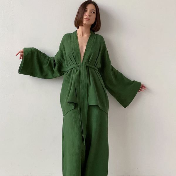 women's sleepwear 100% cotton women's nightgown robe pajama sets flare solid trouser suits drop sleeves set woman 2 pieces bathrob, Black;red
women's sleepwear 100% cotton women's nightgown robe pajama sets flare solid trouser suits drop sleeves set woman 2 pieces bathrob, Black;red