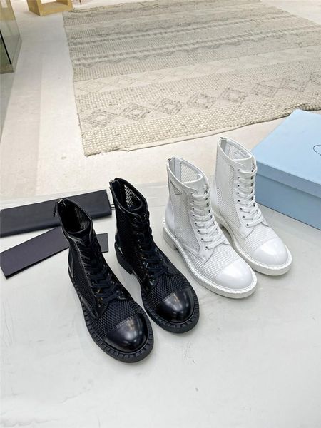 designer luxury brushed leather and mesh ankle boots lace-up zipper closure booties with original box, Black
designer luxury brushed leather and mesh ankle boots lace-up zipper closure booties with original box, Black