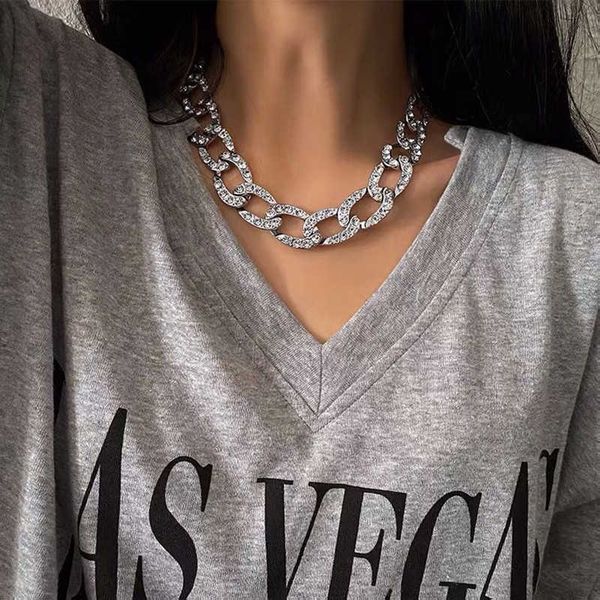ins star same heavy plastic thick with diamond necklace celebrity fashion collar clavicle chain female, Silver
ins star same heavy plastic thick with diamond necklace celebrity fashion collar clavicle chain female, Silver