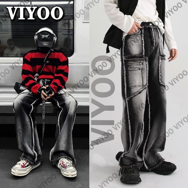 men's jeans men''s y2k oversized denim pants straight trousers patchwork black gothic baggy streetwear techwear men 230309, Blue
men's jeans men''s y2k oversized denim pants straight trousers patchwork black gothic baggy streetwear techwear men 230309, Blue