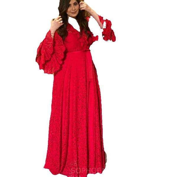 new arrival v neck long sleevele evening dresses 2023 lace muslim prom gowns robe de soiree, Black;red
new arrival v neck long sleevele evening dresses 2023 lace muslim prom gowns robe de soiree, Black;red