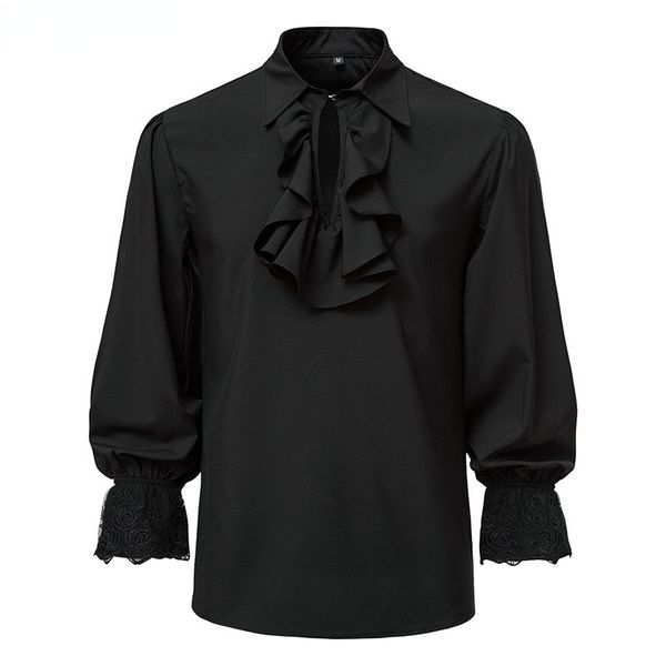 men's casual shirts mens black ruffled renaissance victorian cosplay shirts medieval steampunk pirate shirt men halloween party prom 23, White;black
men's casual shirts mens black ruffled renaissance victorian cosplay shirts medieval steampunk pirate shirt men halloween party prom 23, White;black