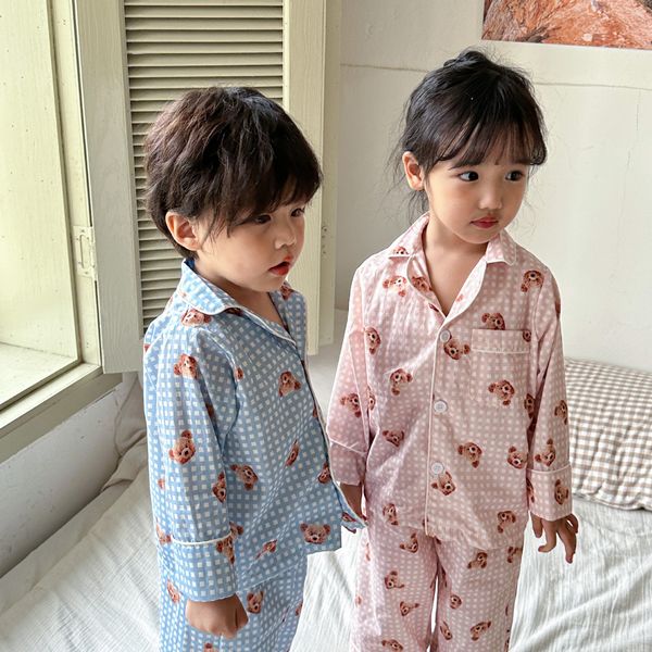 pajamas spring autumn cartoon bear cotton pajama sets for boys and girls kids all-match casual soft shirt and pants 2pcs sets 230310, Blue;red
pajamas spring autumn cartoon bear cotton pajama sets for boys and girls kids all-match casual soft shirt and pants 2pcs sets 230310, Blue;red