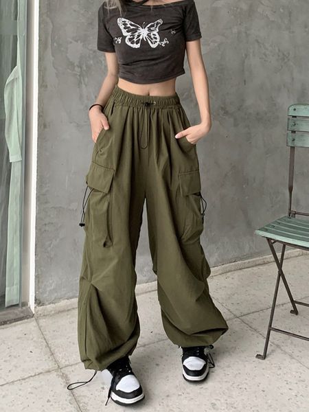 women's pants capris vintage pockets cargo pants drawstring high waist streetwear harajuku baggy wide leg trousers women y2k korean fas, Black;white
women's pants capris vintage pockets cargo pants drawstring high waist streetwear harajuku baggy wide leg trousers women y2k korean fas, Black;white