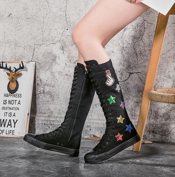 botas fashion women shoes new canvas boots long dance shoes women boot flat sequin embroidery vulcanized sneakers tenis, Black
botas fashion women shoes new canvas boots long dance shoes women boot flat sequin embroidery vulcanized sneakers tenis, Black