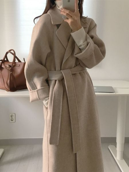 women's jackets autumn winter casual woolen blend trench coat oversize long with belt women wool cashmere outerwear 230310, Black;brown
women's jackets autumn winter casual woolen blend trench coat oversize long with belt women wool cashmere outerwear 230310, Black;brown