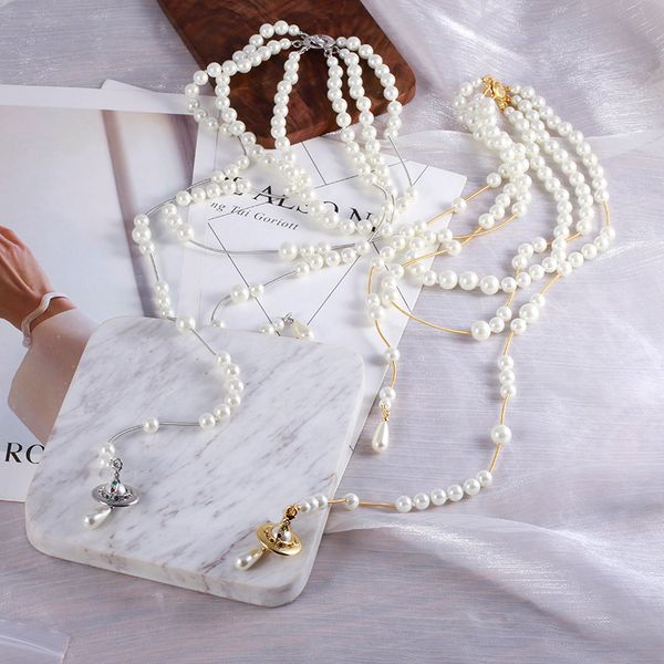 luxury designer irregular pearl necklace necklace jewelry necklace party three layer black crystal saturn necklaces vintage fashion clavicle, Silver
luxury designer irregular pearl necklace necklace jewelry necklace party three layer black crystal saturn necklaces vintage fashion clavicle, Silver