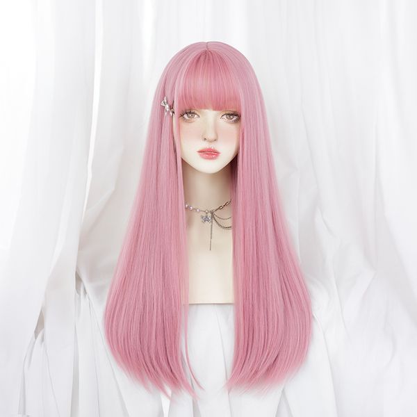 synthetic wig asian fashion lolita female net celebrity daily activity pink straight hair, Black
synthetic wig asian fashion lolita female net celebrity daily activity pink straight hair, Black